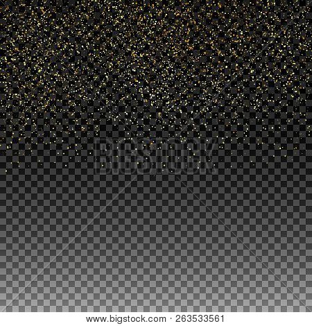 Rain Golden. Golden Glitter Texture On Isolated Background. An Explosion Of Golden Confetti. Design 
