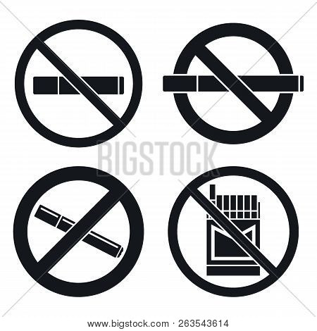 No Smoking Pub Icon Set. Simple Set Of No Smoking Pub Vector Icons For Web Design On White Backgroun