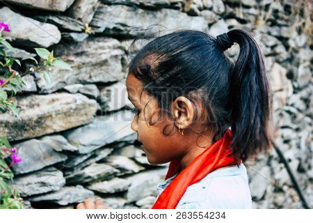 Bandipur Nepal October 15, 2018 Closeup Of Young Children Playing And Having Fun Together In Bandipu