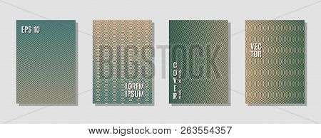Mix Green Zig Zag Banner Templates, Wavy Lines Gradient Stripes Backgrounds For Musical Cover. Curve