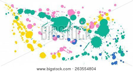 Watercolor Paint Stains Grunge Background Vector. Vintage Ink Splatter, Spray Blots, Mud Spot Elemen