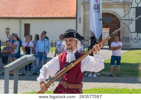 Alba Iulia, Romania - 11 August 2018: Soldier Inside The Citadel Alba-carolina In Alba Iulia, Romani