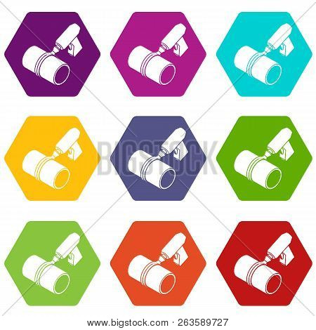 Welding Torch Cutting Icons 9 Set Coloful Isolated On White For Web
