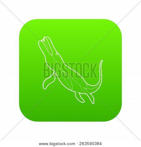 Underwater Dinosaur Icon Green Isolated On White Background