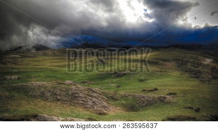 Cloudy Landscape Of Mavrovo National Park With Mountain In Fyr Macedonia