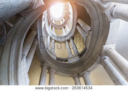 Rome, Italy - March 22, 2018: The Famous Staircase By Borromini Of The Palazzo Barberini