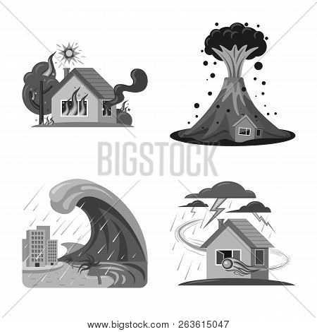 Vector Illustration Of Natural And Disaster Icon. Set Of Natural And Risk Stock Vector Illustration.