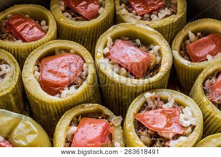 Turkish Zucchini Stuffed With Rice And Meat / Kabak Dolmasi