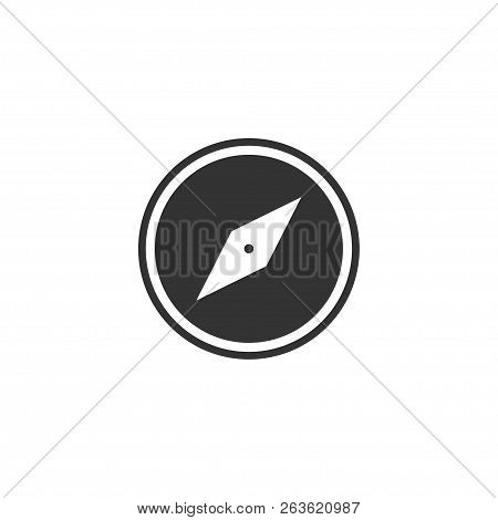 Compass. Black Icon Flat On White Background