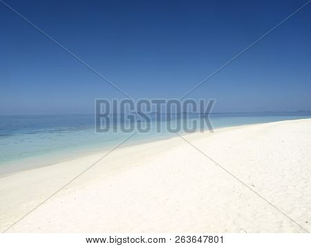 Maledives Blue Water With White Sand View