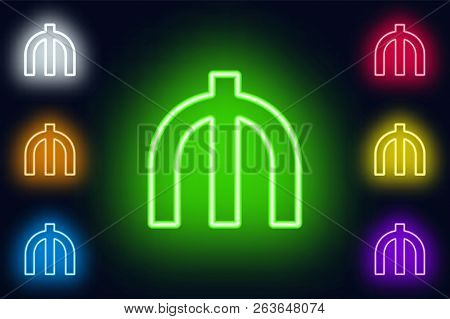 Neon Turkmenistan Manat Sign In Various Color Options On A Dark Background .
