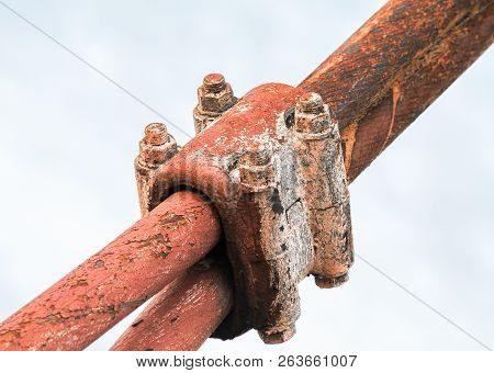 Fibers Of Steel Cable Close-up. Old Abandoned Cable-stayed Bridge
