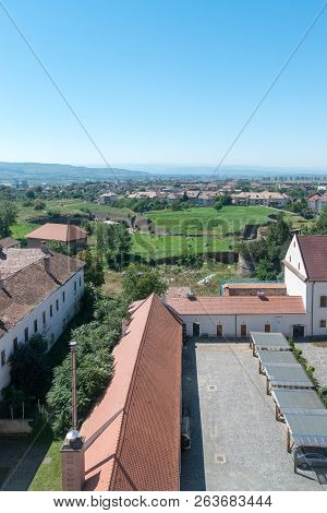 Alba Iulia Aerial View Of The Citadel Alba-carolina In Alba Iulia, Romania