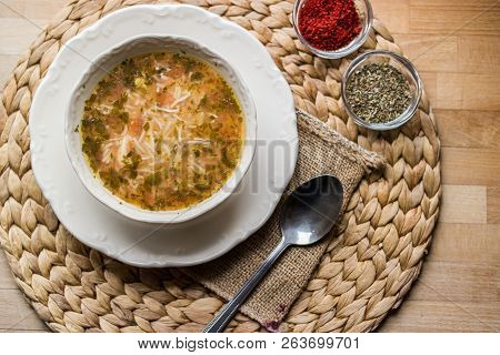 Traditional Turkish Chicken Broth Soup