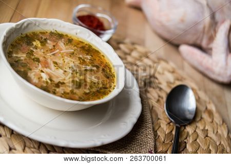 Traditional Turkish Chicken Broth Soup