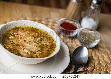 Traditional Turkish Chicken Broth Soup