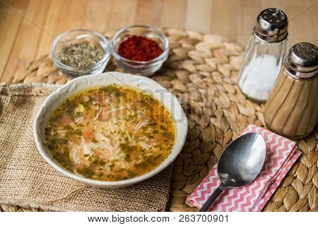 Traditional Turkish Chicken Broth Soup