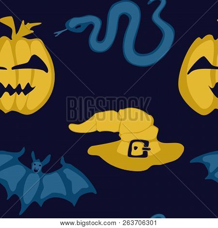 Simple Not Bright Seamless Pattern For Halloween. Stock Vector Illustration