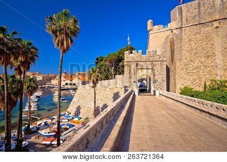 Dubrovnik Old Town Ploce Gate Entrance View, Southern Dalmatia Region Of Croatia