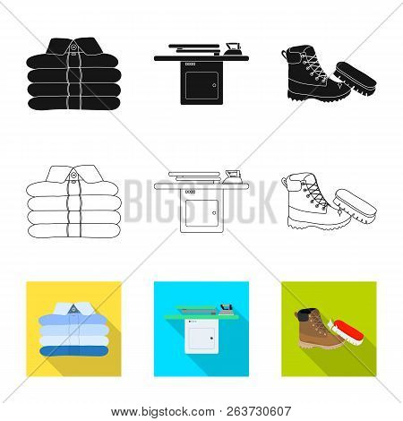 Vector Design Of Laundry And Clean Icon. Collection Of Laundry And Clothes Stock Vector Illustration