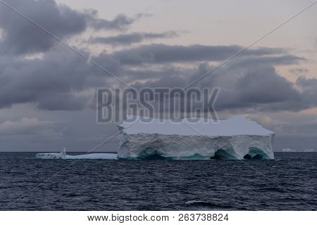 Antarctic Seascape Tabular  With Iceberg