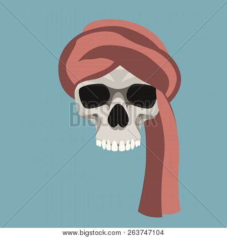 Human Skull Vector Illustration Flat Style  Front Side