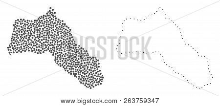 Dotted And Frame Map Of Kurdistan Formed With Dots. Vector Grey Abstraction Of Map Of Kurdistan. Con