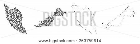 Dotted And Frame Map Of Malaysia Created With Dots. Vector Gray Abstraction Of Map Of Malaysia. Conn