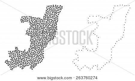 Dot And Frame Map Of Republic Of The Congo Formed With Dots. Vector Grey Abstraction Of Map Of Repub