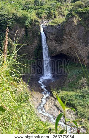 Waterfall On The Cascade Road In Banos, Ecuador