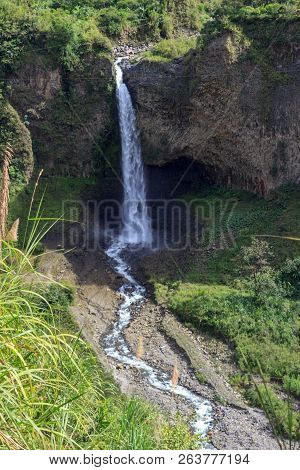 Waterfall On The Cascade Road In Banos, Ecuador