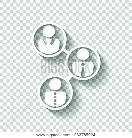 Office People, Team. White Icon With Shadow On Transparent Backg