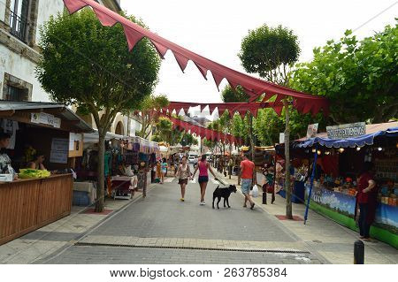 Stalls At The Medieval Market Fair In Tapia De Casariego. Nature, Travel, Recreation. August 2, 2018