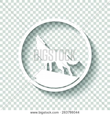 Wolf. Simple Icon. White Icon With Shadow On Transparent Backgro