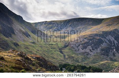 Beautiful Detail Landscape Image Of Mountain Of Tryfan Near Llyn Ogwen In Snowdonia During Early Aut