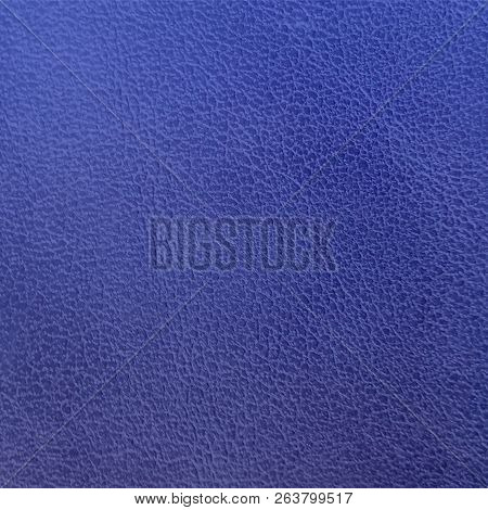 Dark Blue Leather Texture Closeup. Blue Wall Texture For Design. Abstract Cobalt Blue Background. Ve