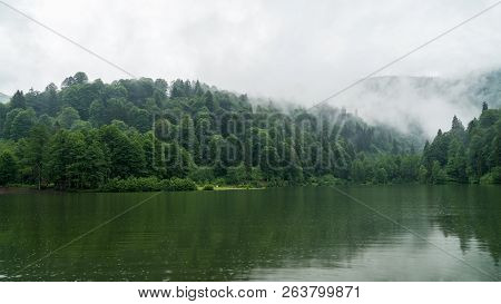 Artvin, Turkey - July 2018: A Beautiful Lake Landscape From Borcka Karagol Nature Park.