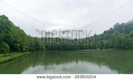 Artvin, Turkey - July 2018: A Beautiful Lake Landscape From Borcka Karagol Nature Park.