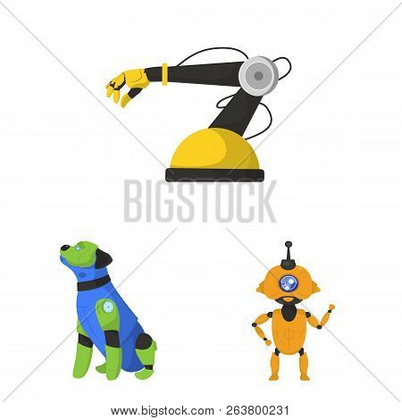 Vector Illustration Of Robot And Factory Icon. Collection Of Robot And Space Vector Icon For Stock.