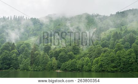 Artvin, Turkey - July 2018: A Beautiful Lake Landscape From Borcka Karagol Nature Park.