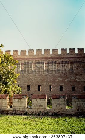 The Ancient City Walls Of Constantinople In Istanbul, Turkey
