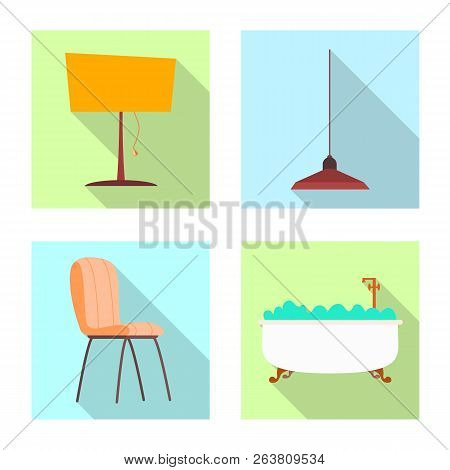 Vector Design Of Furniture And Apartment Logo. Set Of Furniture And Home Stock Symbol For Web.