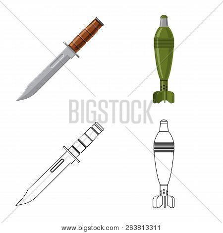 Vector Illustration Of Weapon And Gun Sign. Set Of Weapon And Army Vector Icon For Stock.