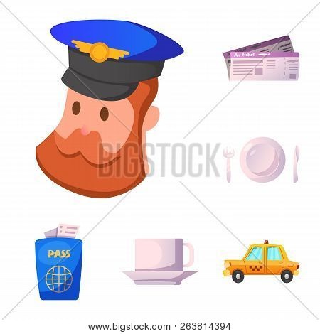 Vector Illustration Of Airport And Airplane Logo. Set Of Airport And Plane Vector Icon For Stock.