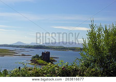 Castle Stalker Is A Tower House About 2.5 Kilometers Northeast Of Port Appin, A Village In Argyll An