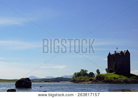 Castle Stalker Is A Tower House About 2.5 Kilometers Northeast Of Port Appin, A Village In Argyll An