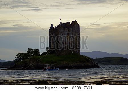 Castle Stalker Is A Tower House About 2.5 Kilometers Northeast Of Port Appin, A Village In Argyll An