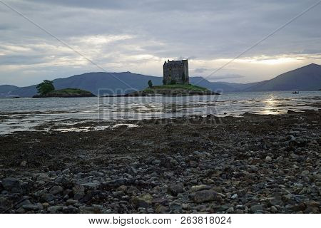 Castle Stalker Is A Tower House About 2.5 Kilometers Northeast Of Port Appin, A Village In Argyll An