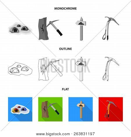 Vector Illustration Of Mountaineering And Peak Icon. Set Of Mountaineering And Camp Vector Icon For 