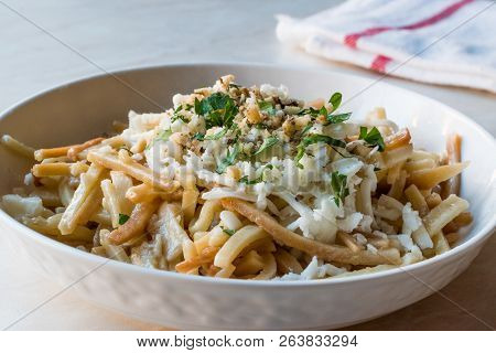 Turkish Noodle / Eriste With Cheese, Walnuts And Parsley.